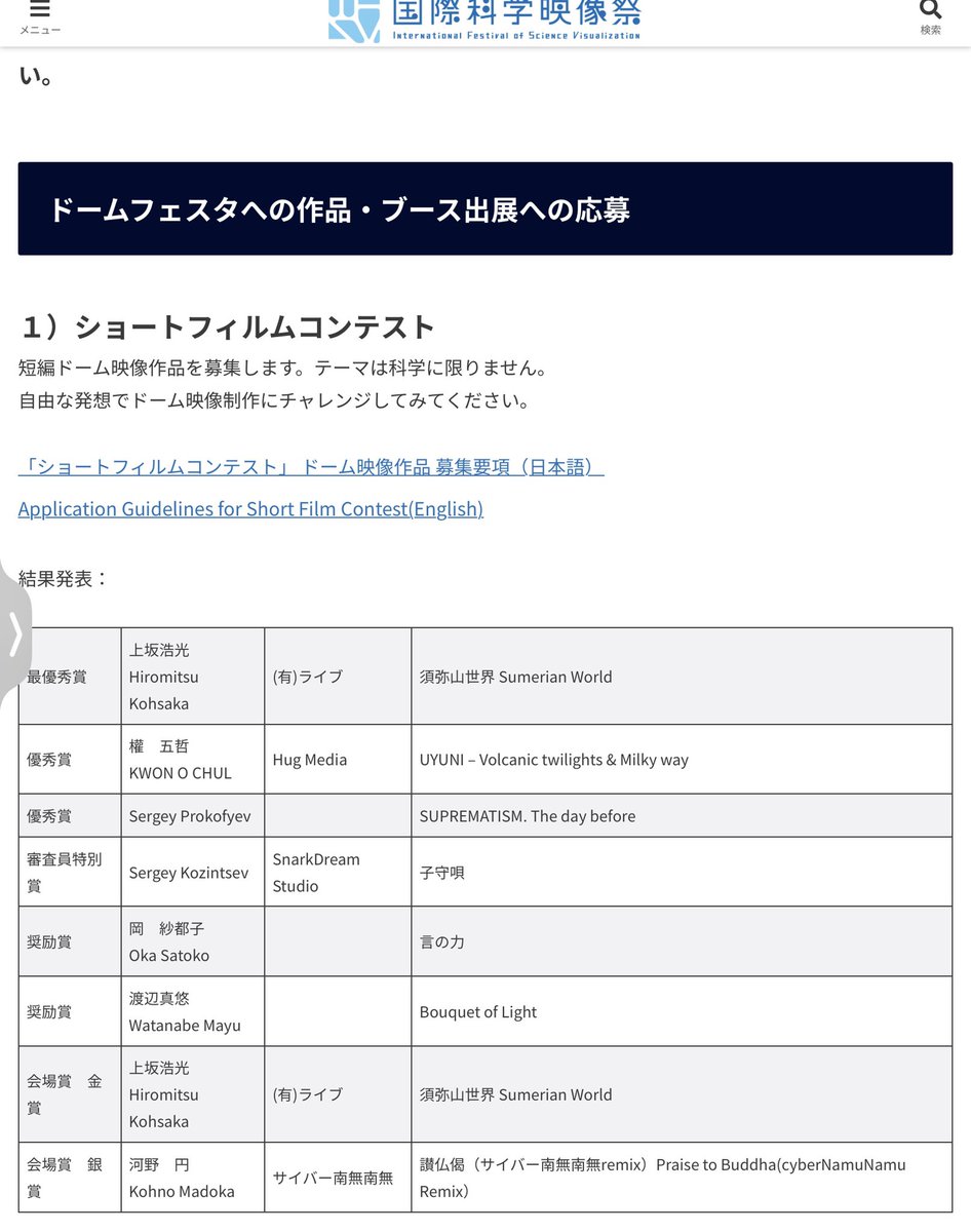 hayabusa_kanto's tweet photo. #国際科学映像祭 ショートフィルムコンテスト
上坂浩光監督「須弥山世界」2冠受賞おめでとうございます㊗️!
審査員からの最優秀賞と、会場視聴者からの最優秀賞、2枚の賞状を掲げる上坂監督。
#ドームフェスタ2023 #IFSV https://t.co/3LGwgbw4Rd