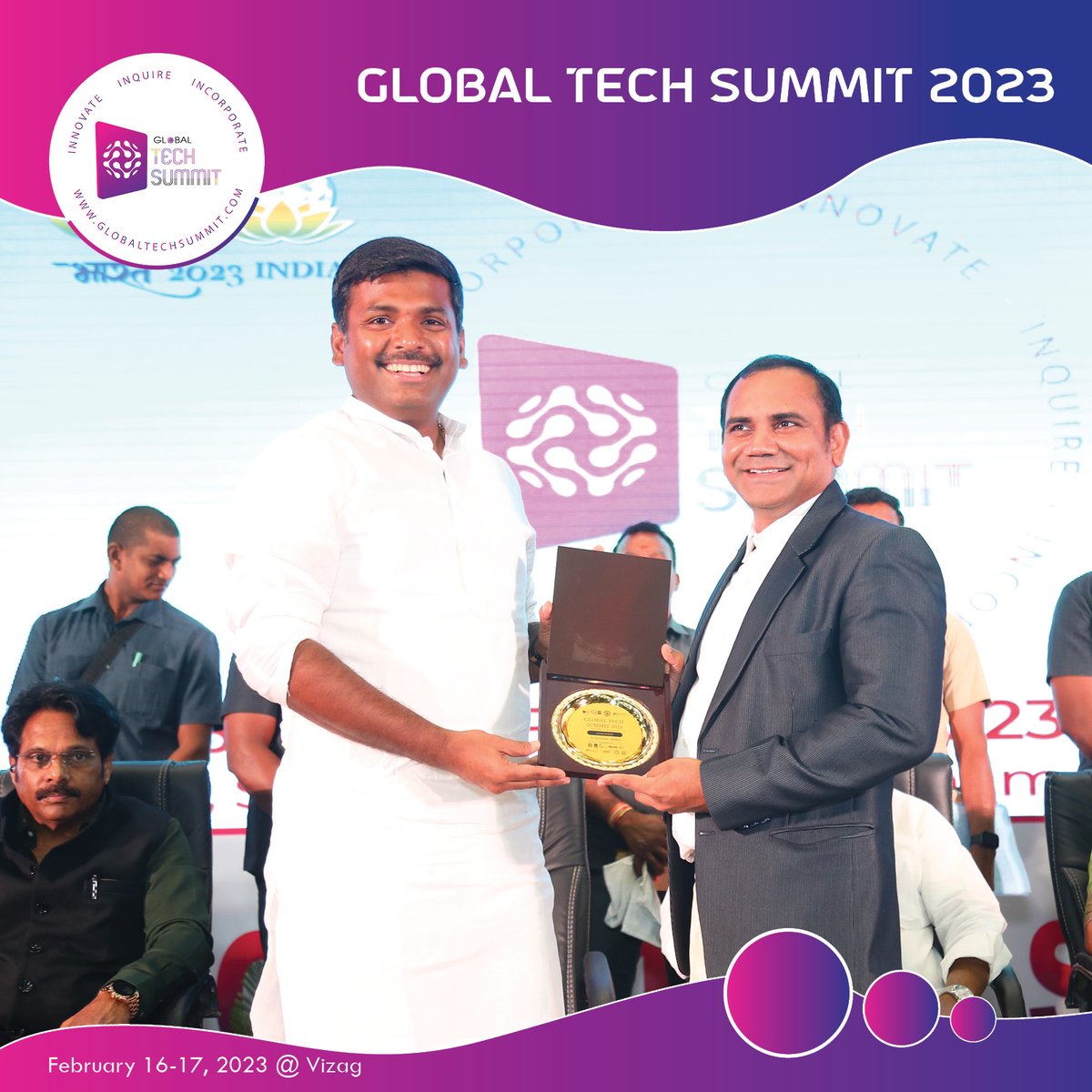 Health20Tech20's tweet photo. Shri. Gudivada Amarnath, Hon’ble Minister of Industries, Infrastructure, Investment &amp; Commerce,
IT, Government of AP. We are delighted with your presence on Global Tech Summit at #Vizag.Thank You for being a part of it with your significant presence. #Globaltechsummit #techonlogy https://t.co/3B5qSOvHvN