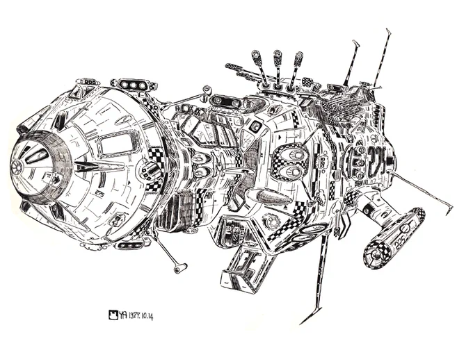 自分の世代は「宇宙戦艦ヤマト」の通過儀礼無くして成り立たなかったから、当時は何かしら松本零士作品に影響されたメカや宇宙戦闘艦を描かずにはいられなかった。10代の頃描いた松本作品の洗礼を受けた落書きがまだ残っている。 