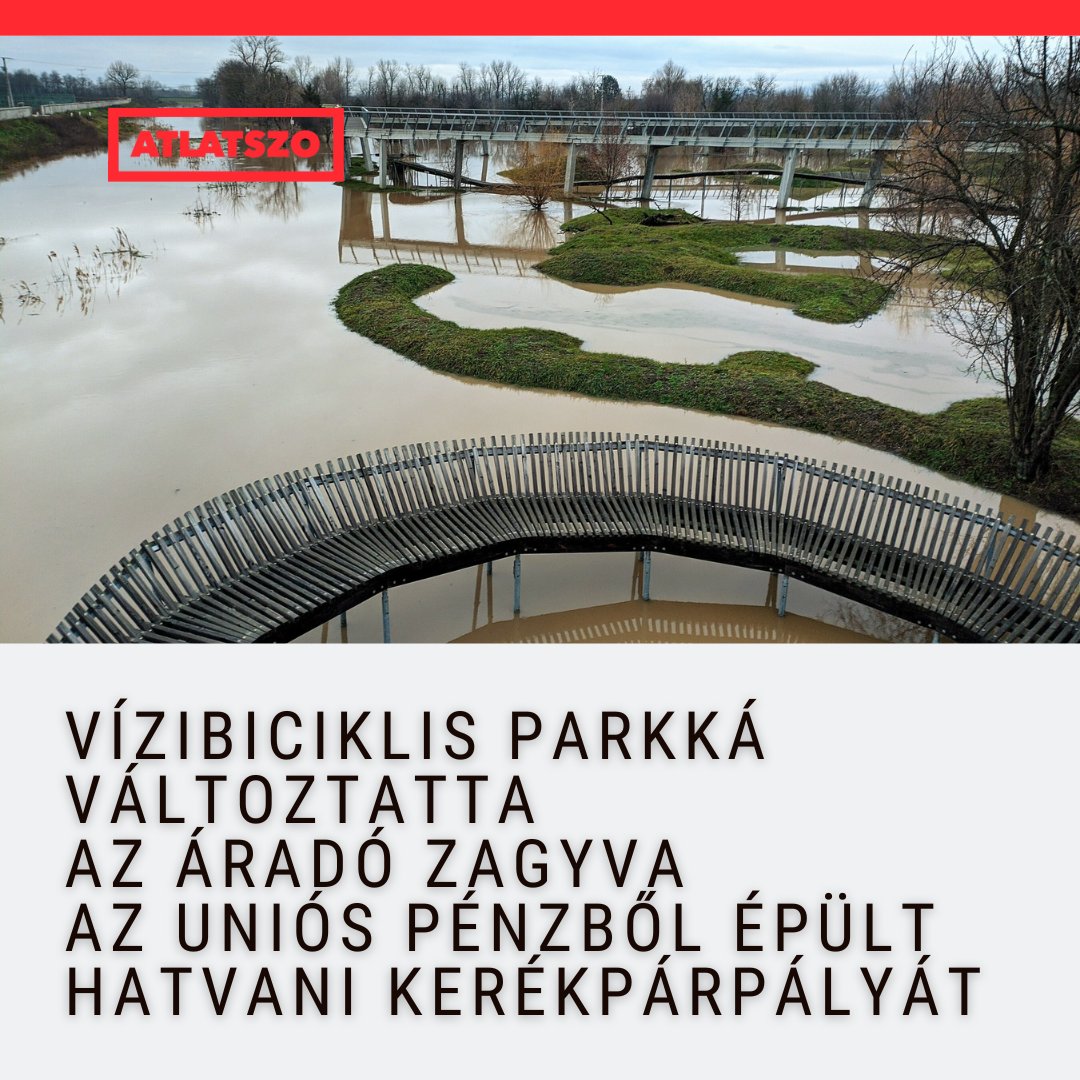 Atlatszo's tweet photo. A beruházást a töltések közötti hullámtérbe álmodták, amit áradáskor időről-időre elönt a #víz. Ez történt idén januárban is. 👉 https://t.co/HWBrBVRgYM
❤️ Add nekünk az adód 1%-át, és mi kiderítjük, mire költik a maradék 99%-ot.
#euspénzek #Hatvan #kerékpár #uniósberuházás https://t.co/XsHmrdA3x9