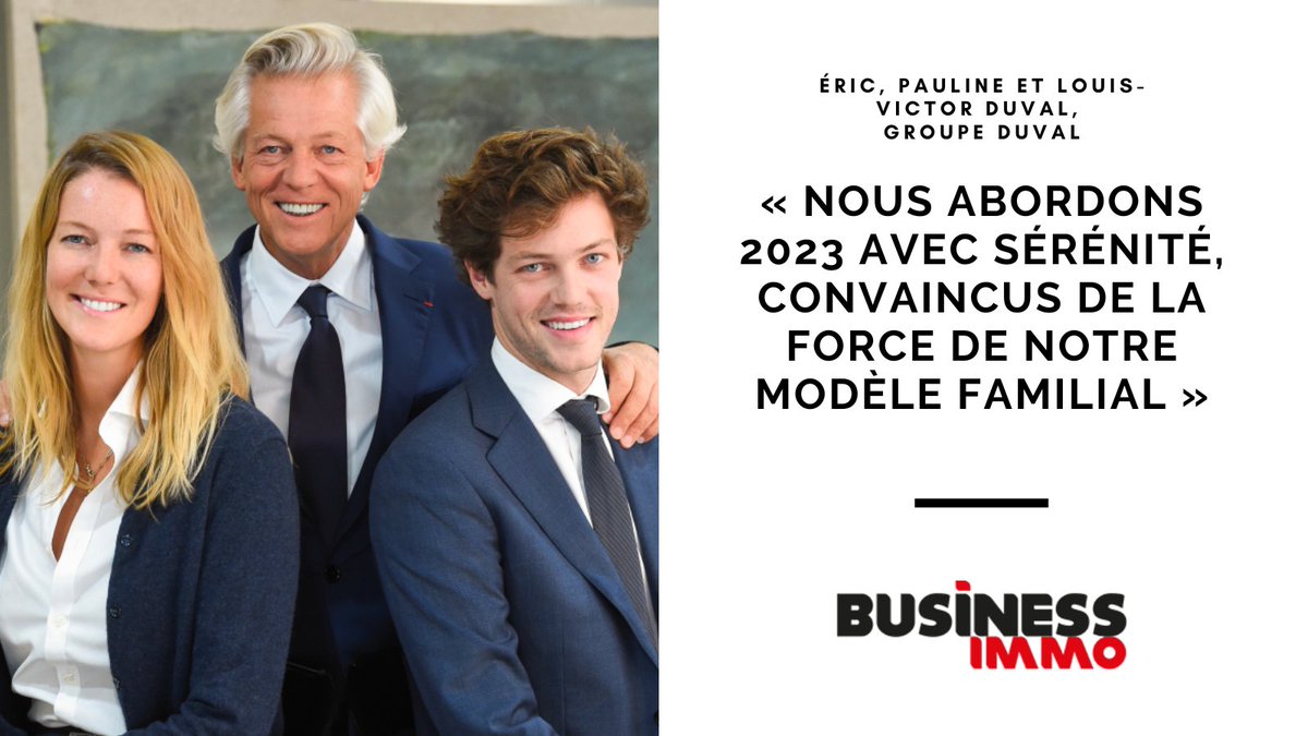 Business Immo (@businessimmo) on Twitter photo Le <a href="/groupe_duval/">Groupe Duval</a> atteint le milliard d’euros de chiffre d’affaires en 2022 et n’envisage pas de ralentir sa croissance en 2023. Retour sur le cru 2022 du groupe fondé par <a href="/EricDuvalGD/">Eric Duval</a> et dirigé avec ses deux enfants, <a href="/PaulineDuval_GD/">Pauline Boucon Duval</a> et Louis-Victor. ➡ buff.ly/3YK5Ho1 Le <a href="/groupe_duval/">Groupe Duval</a> atteint le milliard d’euros de chiffre d’affaires en 2022 et n’envisage pas de ralentir sa croissance en 2023. Retour sur le cru 2022 du groupe fondé par <a href="/EricDuvalGD/">Eric Duval</a> et dirigé avec ses deux enfants, <a href="/PaulineDuval_GD/">Pauline Boucon Duval</a> et Louis-Victor. ➡ buff.ly/3YK5Ho1