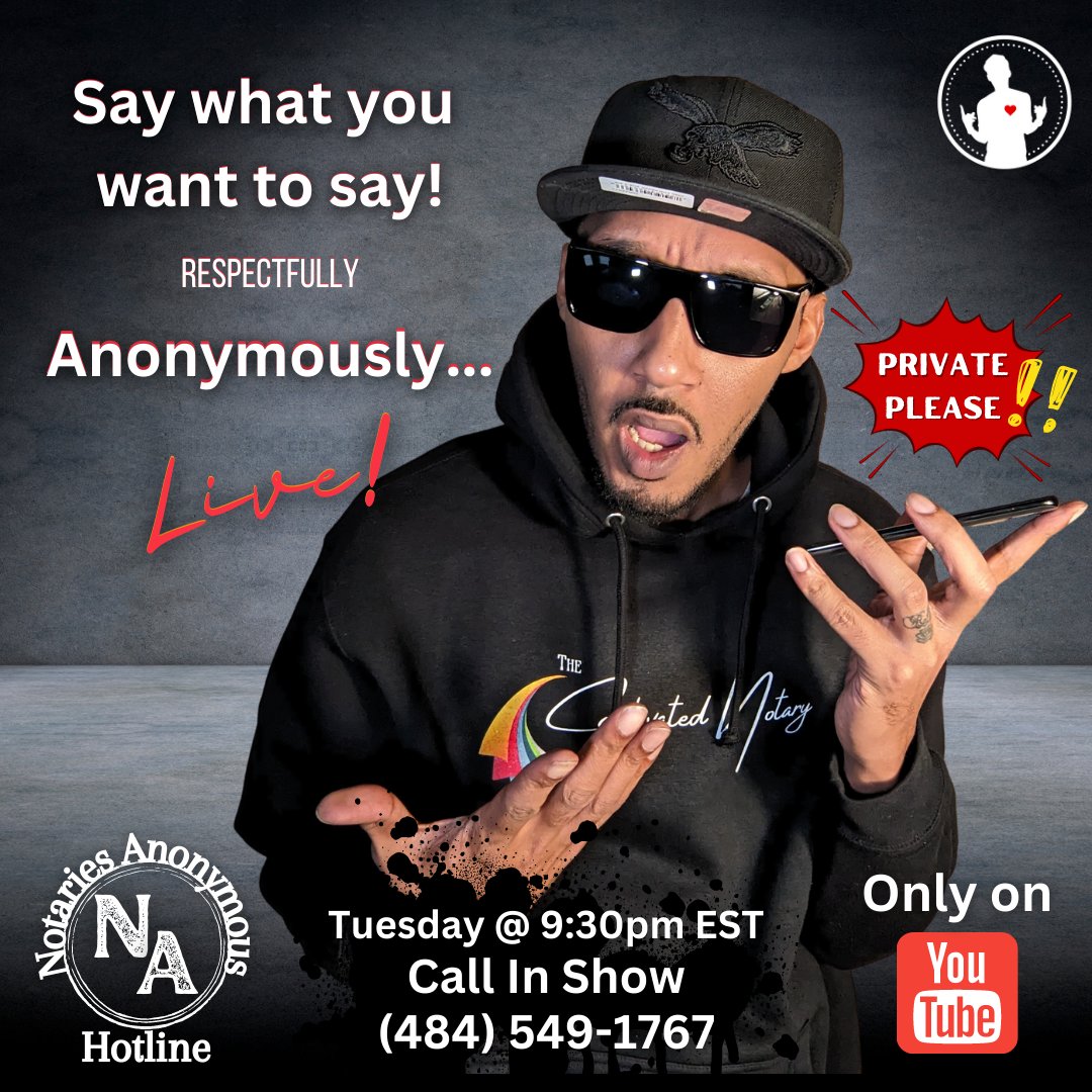 CaptivatdNotary's tweet photo. The only platform for notaries to speak freely, ANONYMOUSLY!💣 Callers contribute with their praises and their gripes.

The Captivated Notary on YouTube
Like, Share, and Subscribe! Much Appreciated🙌

Call In #: ☎️
(484) 549-1767

#notary #notarypublic #itscaptivatedbaby https://t.co/6lsEhNIle0