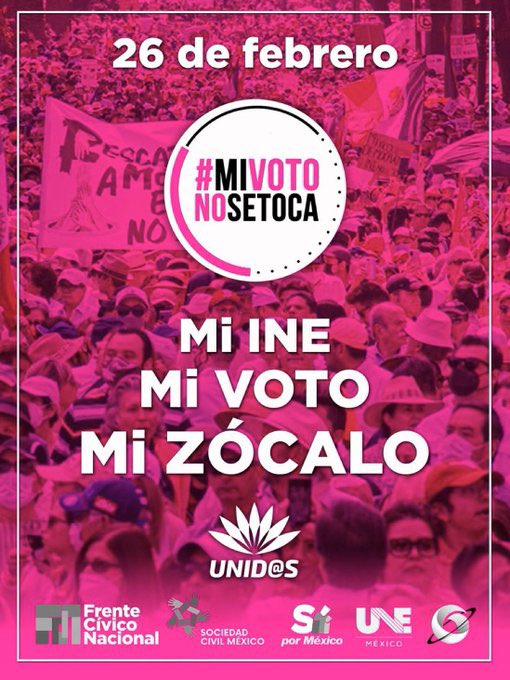 EmilioAlvarezI's tweet photo. El próximo domingo a las 11:00 horas nos vemos en el Zócalo y en más de 75 ciudades del país y el extranjero. 

Solo a la ciudadanía tienen miedo el presidente y Morena. 

Porque #ElINENoSeToca y #YoDefiendoAlINE, saldremos a defender la democracia. 
@FCN_mx @redesunidosmx https://t.co/vQ0Xu4RoWm