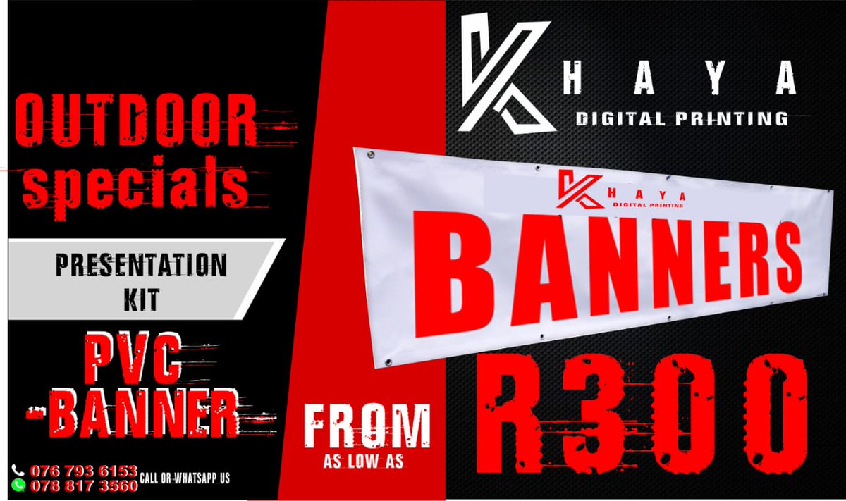 DigitalKhaya's tweet image. Are you looking for a high quality banner? 
PVC Banners are perfect for large advertising and they're so easy to move and store. Send us your design and don't forget we deliver everywhere!

Order now from @DigitalKhaya❤️❤️ !!

#Djsbu  #pvcBanners