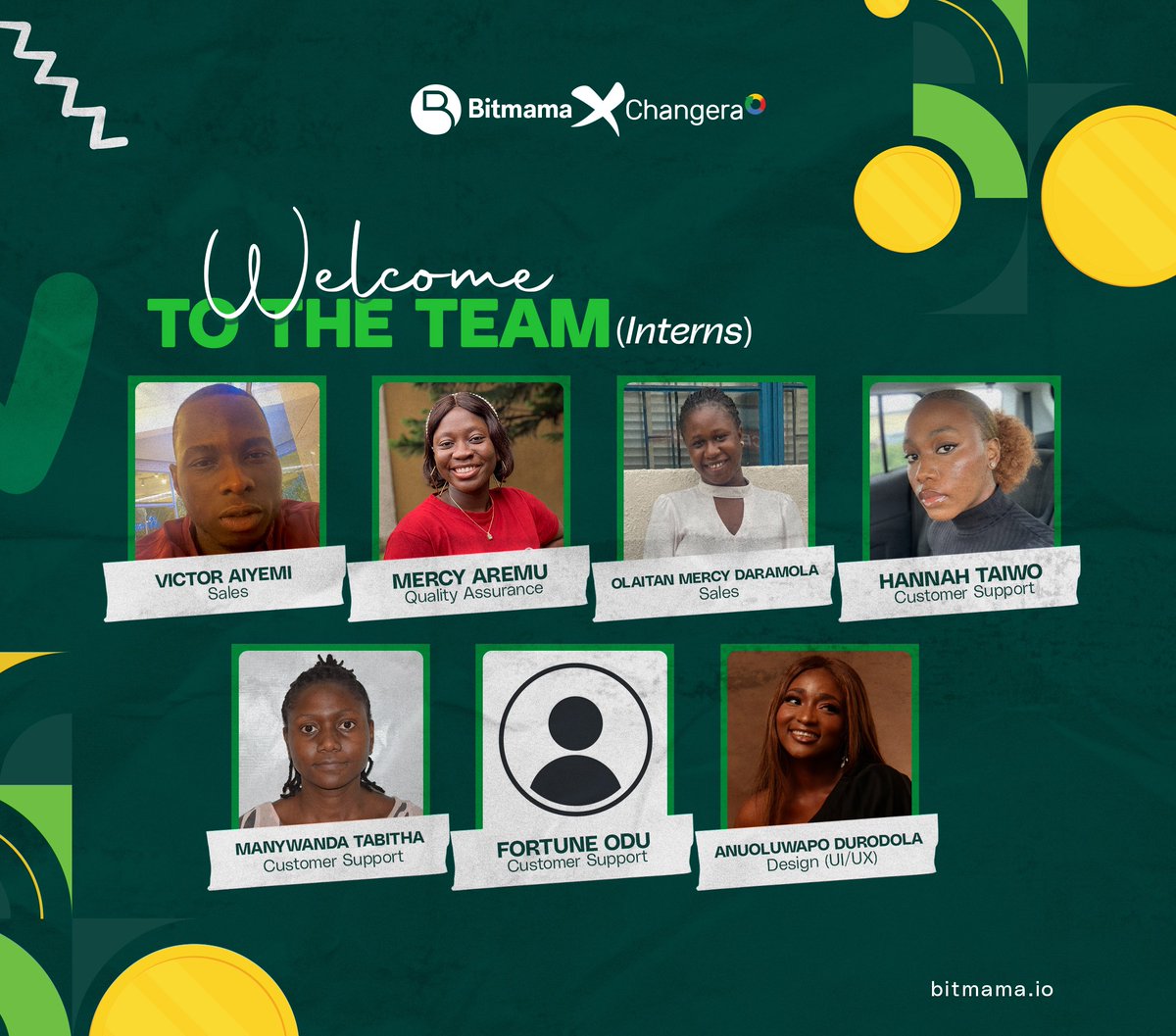 Congratulations once again 🤗A very warm welcome to the very FIRST interns of Bitmama! 👏👏👏

We are more than thrilled to have young talents such as yourselves join the team of amazing Bitstars.
Looking forward to achieving remarkable things with you.🙂