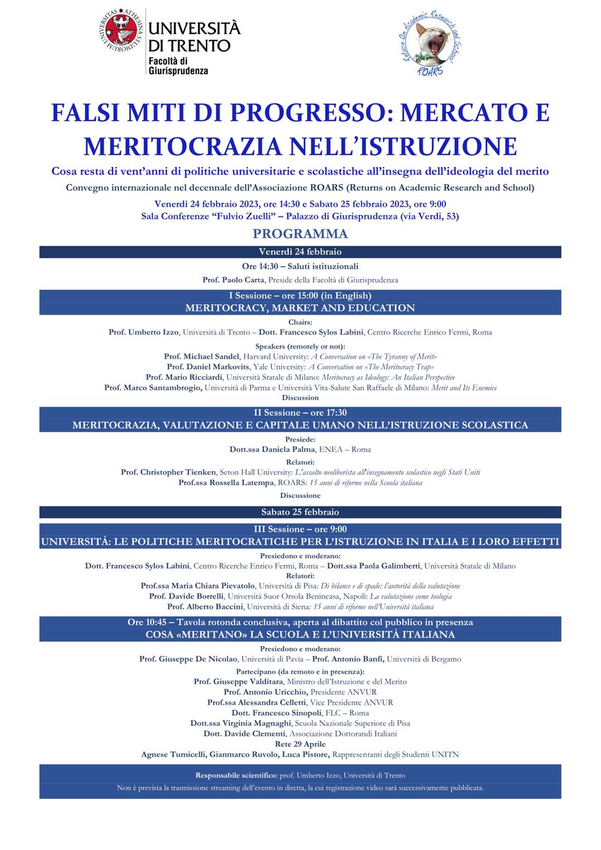 vimagnaghi's tweet image. Sullo stesso tema, nei due giorni seguenti, @Redazione_ROARS organizza a Trento il convegno dei suoi dieci anni. Le prospettive saranno le più diverse: è bello che, accanto ai ministri e all’anvur, ci sia la voce delle e degli studenti. @ADIPhD @deidesk @UniTrento  (3/4)