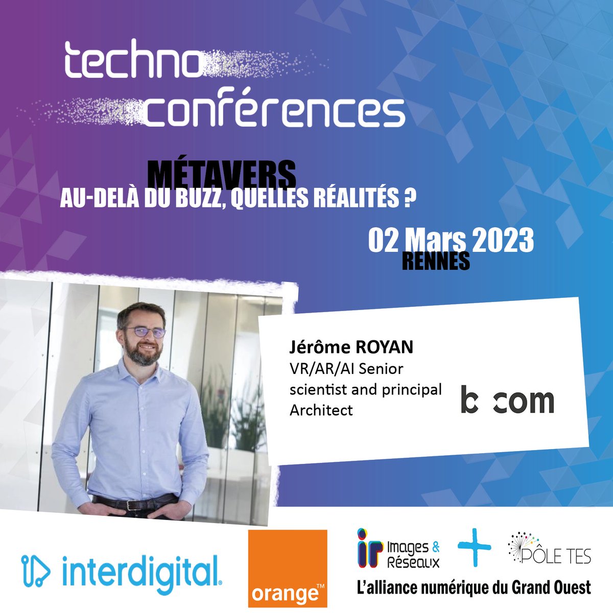 imagesreseaux's tweet image. [📢#Technoconférence] #Métavers, au-delà du buzz, quelles réalités ?

👉 Le métavers, ça vous parle ? RDV le 2/03 chez InterDigital ! 

📢 Ils interviendront sur ce thème :

➡️ Patrice Hirtzlin
➡️ Jérôme Royan
➡️ Jérémy Lacoche

Inscrivez-vous 👉 vu.fr/WRle