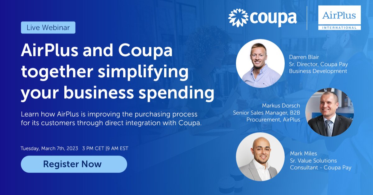 Join @Coupa and @Airplus's webinar to learn how using virtual cards helped customers streamline and centralize spend across procurement purchases. #CoupaPay #virtualcards #b2bpayments
