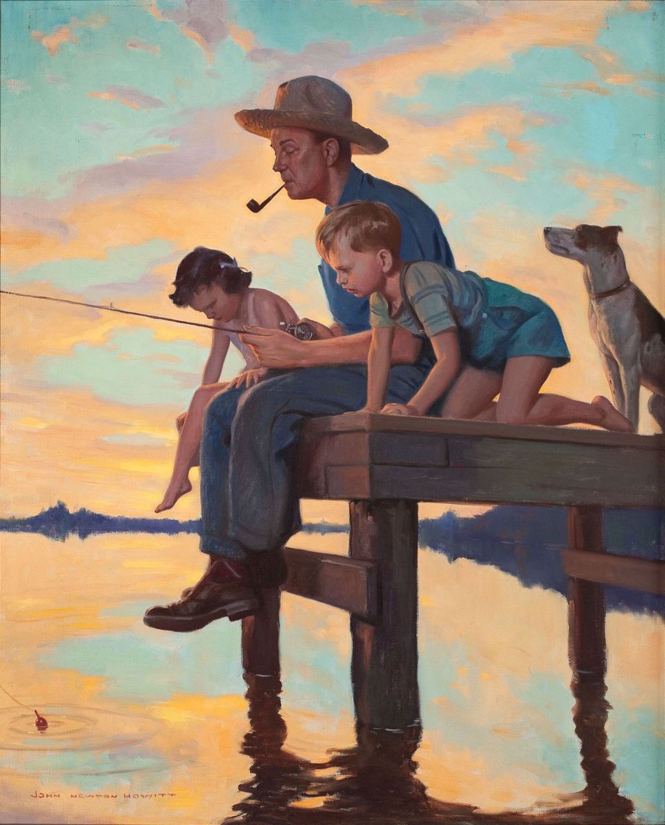 Fishing Time - John Newton Howitt, American artist