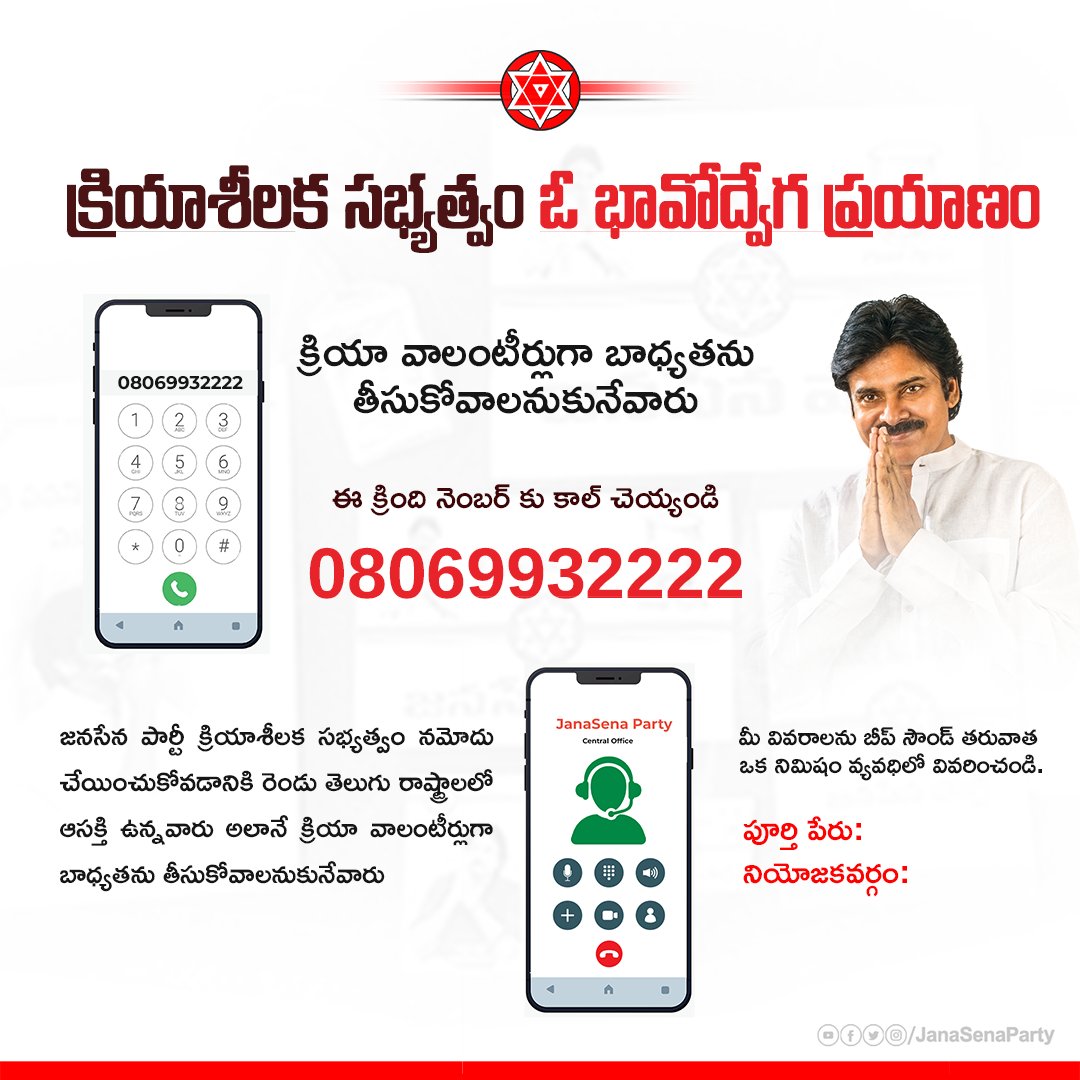 Janasena Membership, Register online Janasena Party