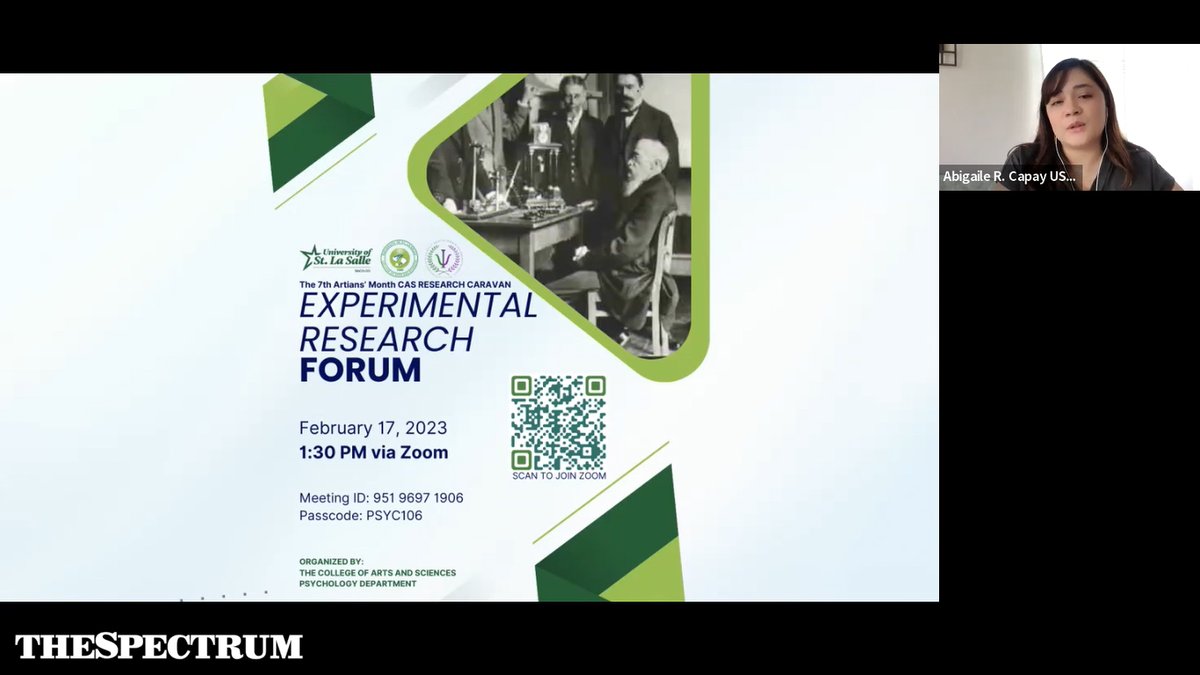TheSpectrumUSLS's tweet photo. Celebrating the 7th Artian’s Month, the College of Arts and Sciences (CAS) Psychology Department held the CAS Research Caravan, where they organized the Experimental Research Forum Program via Zoom. https://t.co/DbVUEENjzy