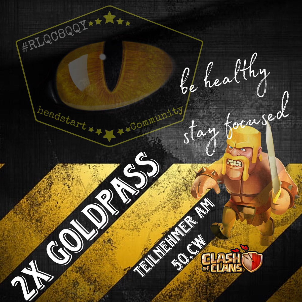 Wir verlosen unter den Teilnehmern des 50. Krieges in Clash of Clans, 2x Goldpässe. 

Join our community on Discord 

discord.gg/5AJCvuRddh