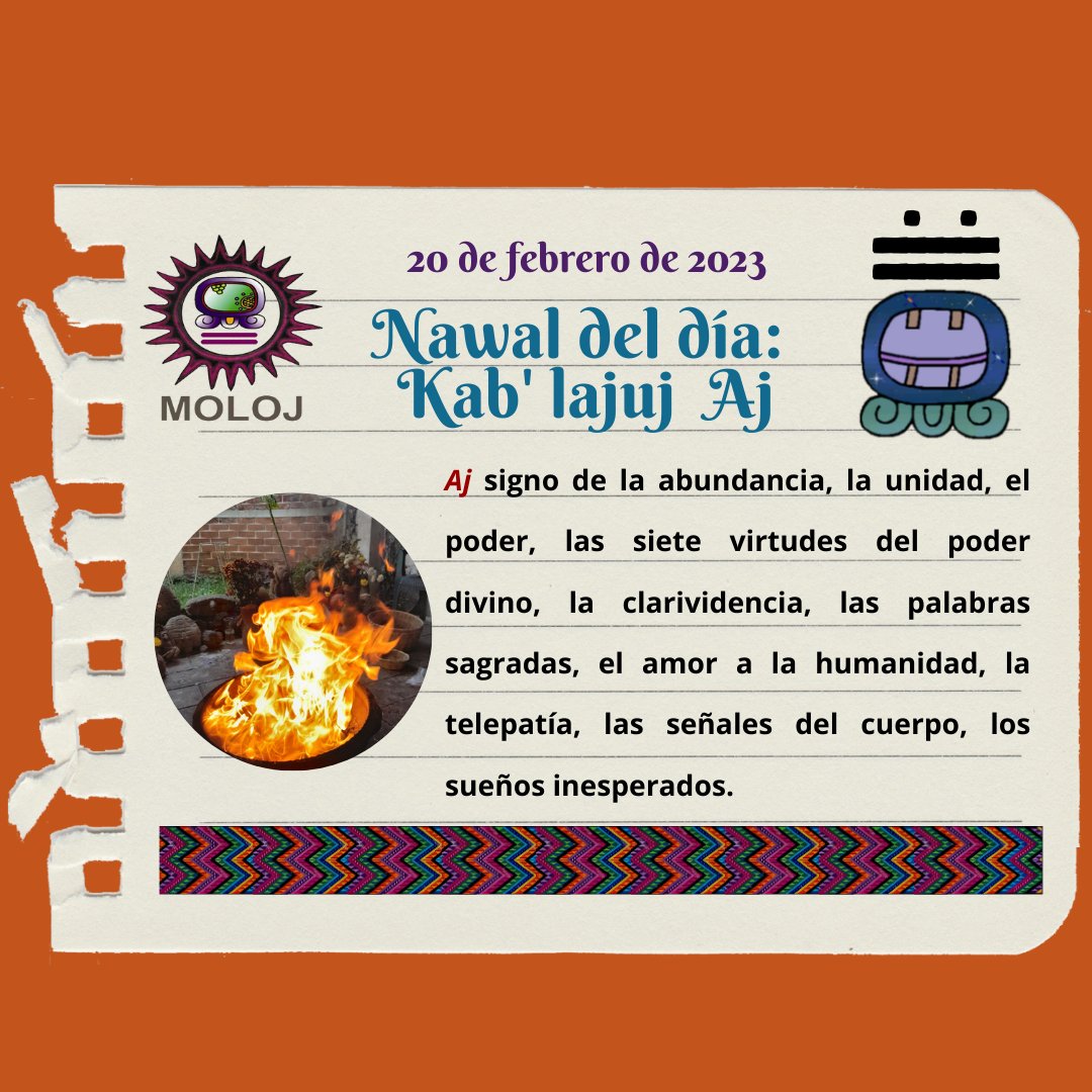 asociacionmoloj's tweet photo. 🌱 Nawal del día según Calendario Maya🥳🎉
#CalendarioMaya #Nawaldeldía
#PueblosIndígenas #MujeresMayas
#Guatemala #reflexión #Wayeb
#añonuevomaya #nuevocargador
#inciodelaño https://t.co/DDws3wihk6