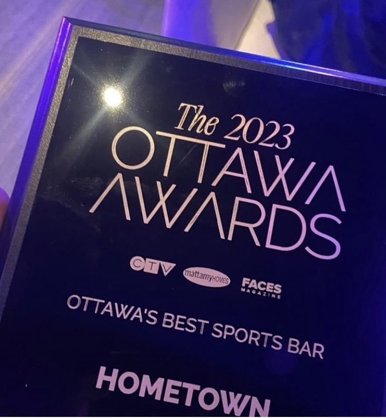OttJrCanadians's tweet photo. Congratulations to @HometownSportsG  The best Sports Bar in Ottawa!!🏆🥇  Also the best post game meals #OJC https://t.co/28jQCVyMbN
