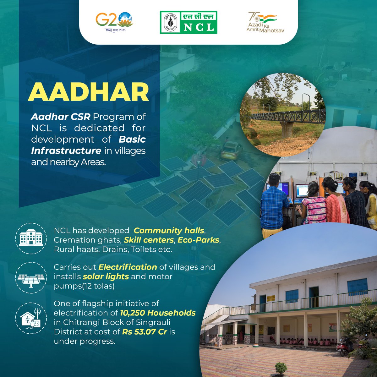 NCL_SINGRAULI's tweet photo. A strong foundation for tomorrow...!!!
NCL under the CSR Project AADHAR is developing basic infrastructure for the surrounding locality.
#MyNCL #NCLCSR https://t.co/sIA7j46wNr