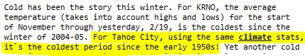 TahoeWeather's tweet photo. I knew we were having a cold winter, but I didn't realize it has been the coldest so far since the early 1950s!

Per the NWS discussion this morning... https://t.co/8bYRBHzwJH