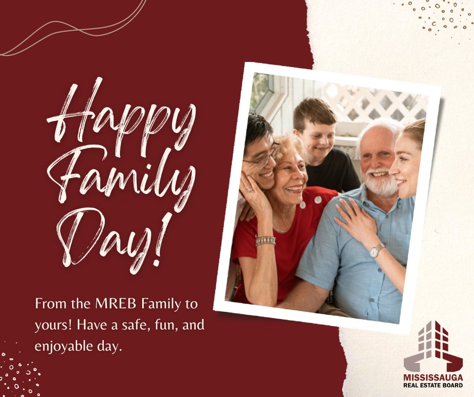 MREBRealtors's tweet photo. MREB wishes all families a very happy Family Day!
Take this day to spend time with those you love most!
Please note that our office is closed today. We are open during normal business hours tomorrow, February 21, 2023.
#mreb #familyday #mississauga https://t.co/ahoZGnrYXx