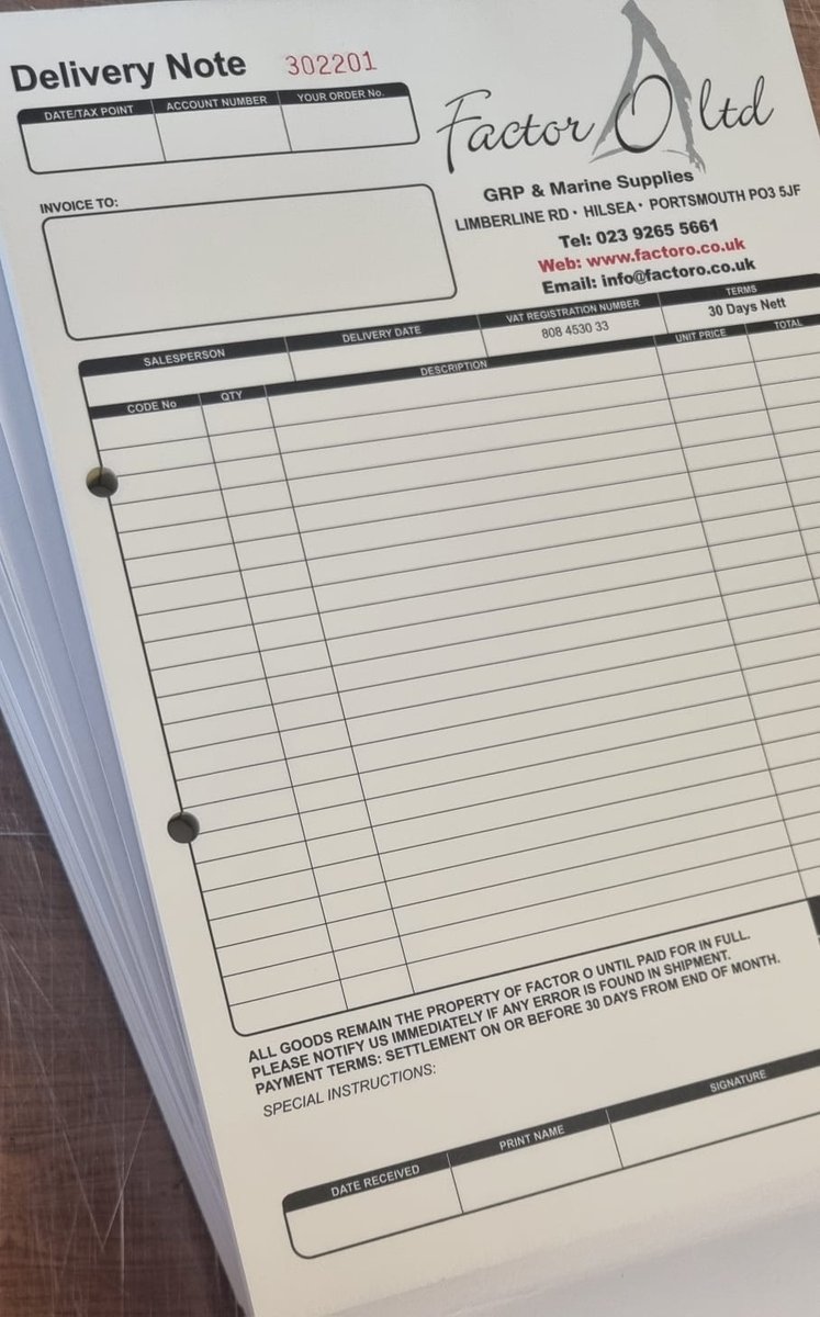 HeadlinePrint's tweet image. Factor O Delivery Notes! 😊

#factoro
#businessforms 
#ncr
#headlineprinters #printershavant #waterlooville #portsmouth #spendlocal #buylocal