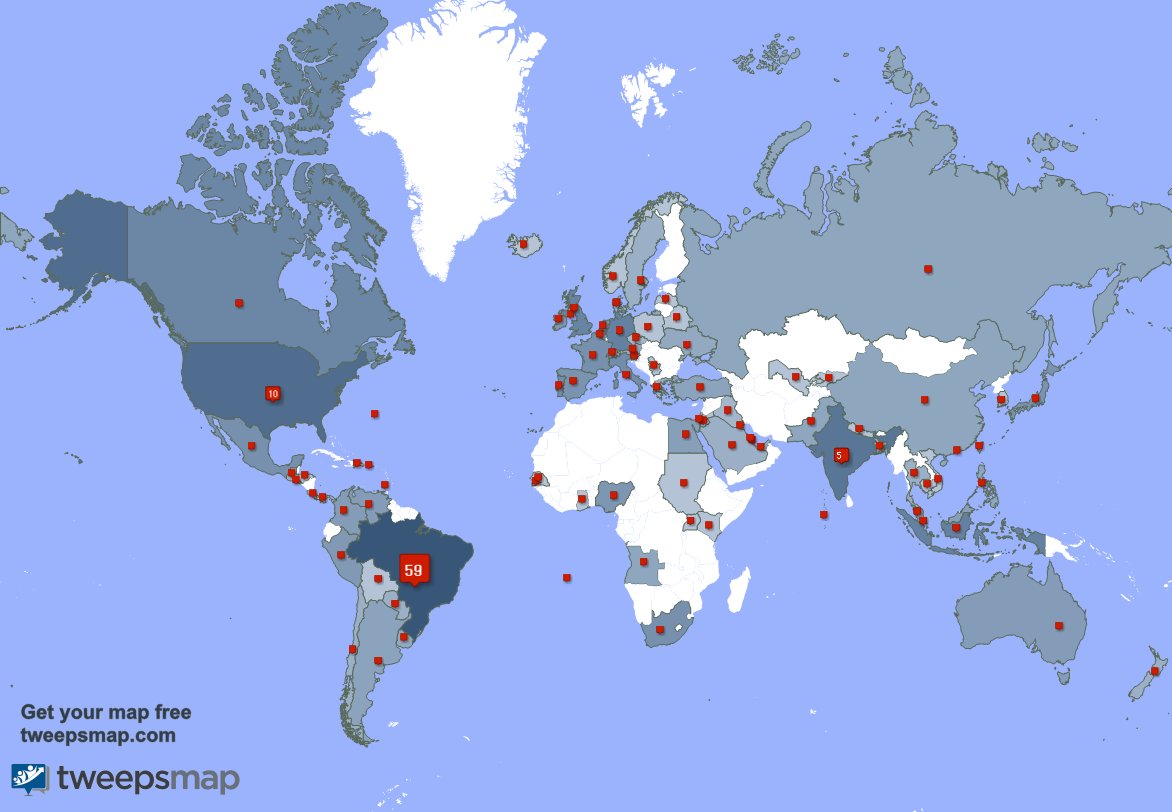 I have 1 new followers from Brazil 🇧🇷 last week. See tweepsmap.com/!dbordini