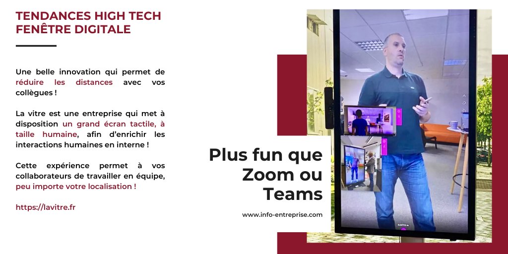 Des échanges plus humains et plus efficaces ! 
🌍 La Vitre traverse les continents et convainc de nombreuses enseignes ! 

Plus d'informations sur : lavitre.fr

Notre magazine : info-entreprise.com

#event #tech #innovation #digital #travailenequipe