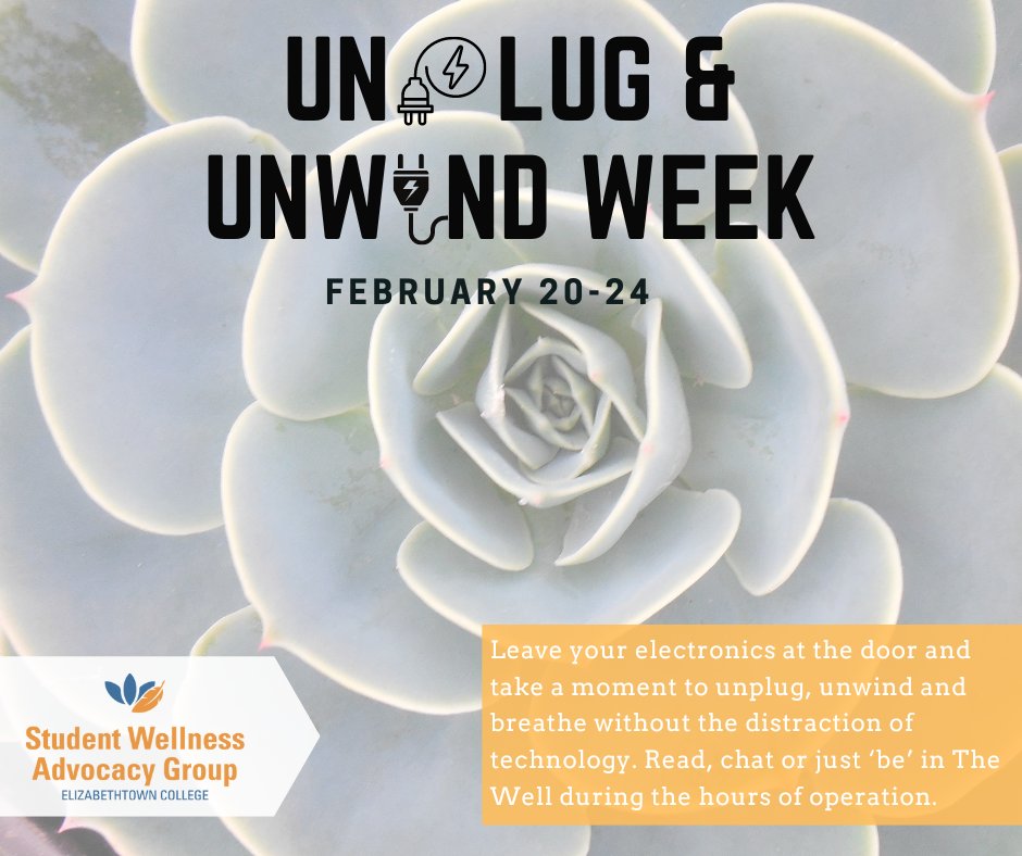 EtownRecWell's tweet photo. Leave your electronics at the door and take a moment to unplug, unwind and breathe without the distraction of technology.  Read, chat or just ‘be’ in The Well.  The Well hours are Monday - Thursday, 10 am - 7 pm and Friday, 10 am - 3 pm. https://t.co/Iy4bwT8MKY