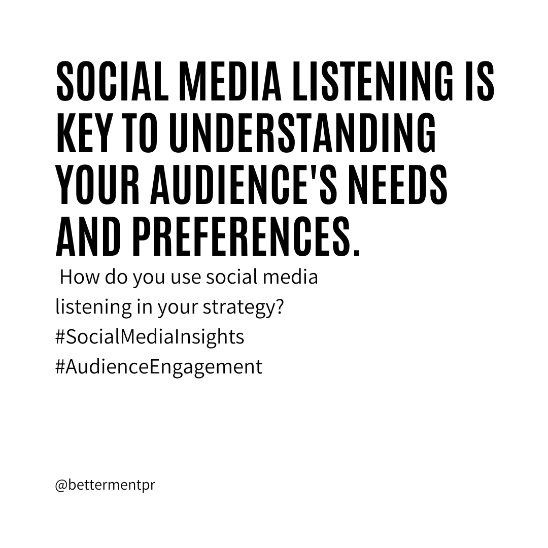 bettermentpr's tweet photo. How do you use social media listening in your strategy?

#SocialMediaInsights #AudienceEngagement https://t.co/aNrbrMCLu1