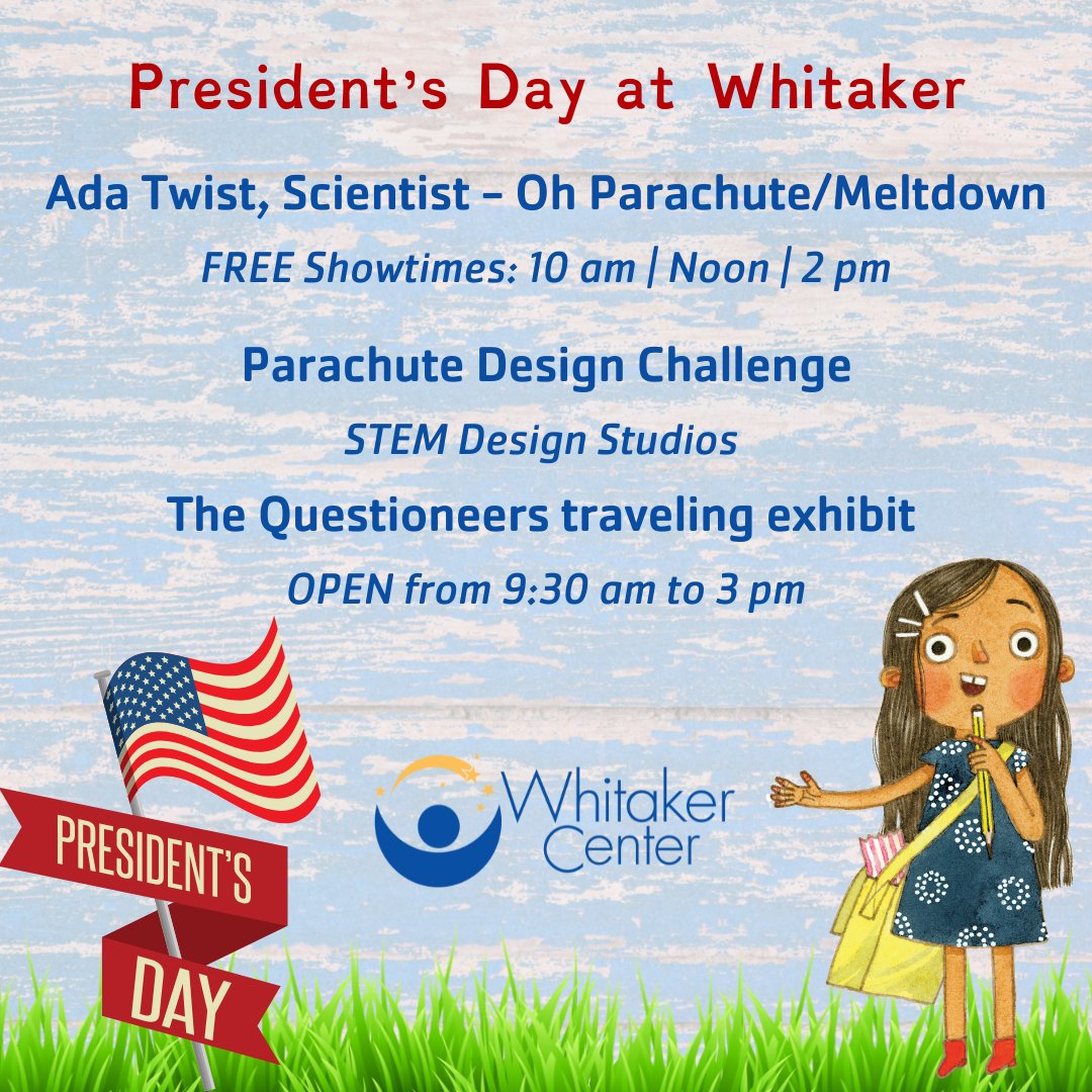 whitakercenter's tweet image. Happy President's Day! Don't miss out on today's special offerings at Whitaker Center ➡️ whitakercenter.org/events/detail/…

#ExploreHBG #ExplorePA #PresidentsDay #HolidaysinHBG