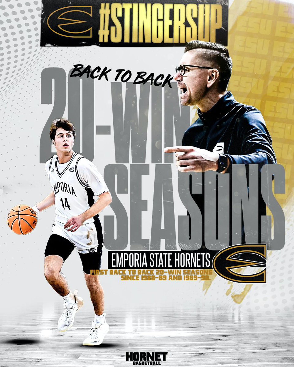 With Saturday’s win, ESU records back-to-back 20-win seasons for the first time since 1988-89 and 1989-90.

#GoEmporia ||| #StingersUp