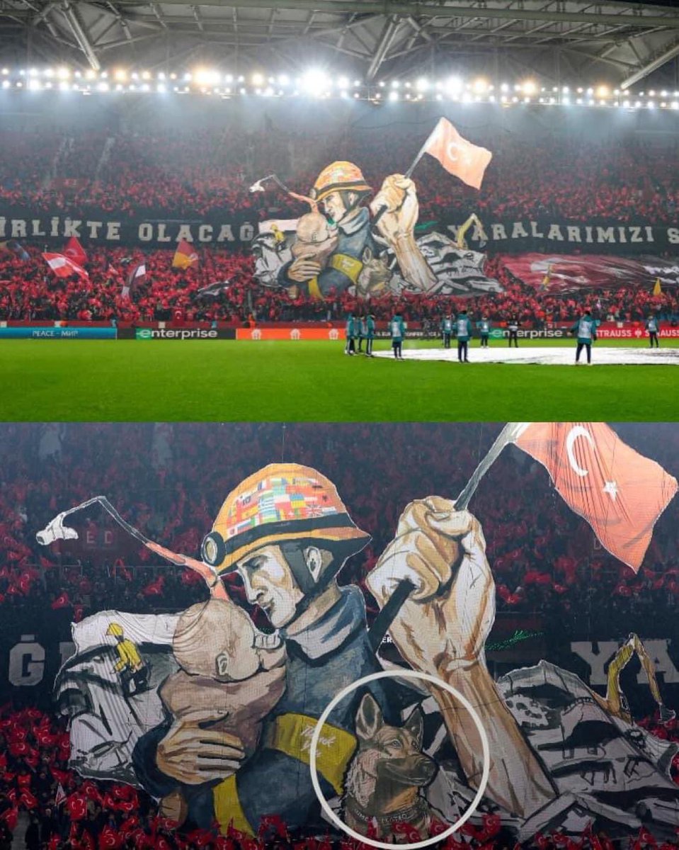 LA FOTO DEL DÍA 🇹🇷🇲🇽🥺

Durante el partido de Europa League entre Trabzonspor y Basel, el equipo turco desplegó un tifo en el que se aprecia a Proteo, perrito rescatista mexicano que perdió la vida durante las labores de rescate en aquel país. 🥺🫶🏽