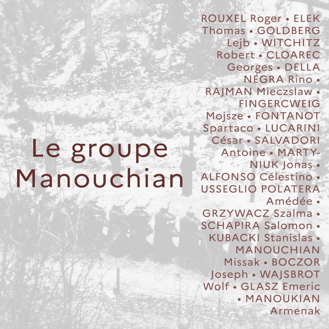Cette semaine, à l'occasion du 79e anniversaire de l’exécution du groupe #Manouchian, le 21 février 1944, nous vous proposons de découvrir son histoire ainsi que celle de ses membres. 👇 (1/4)