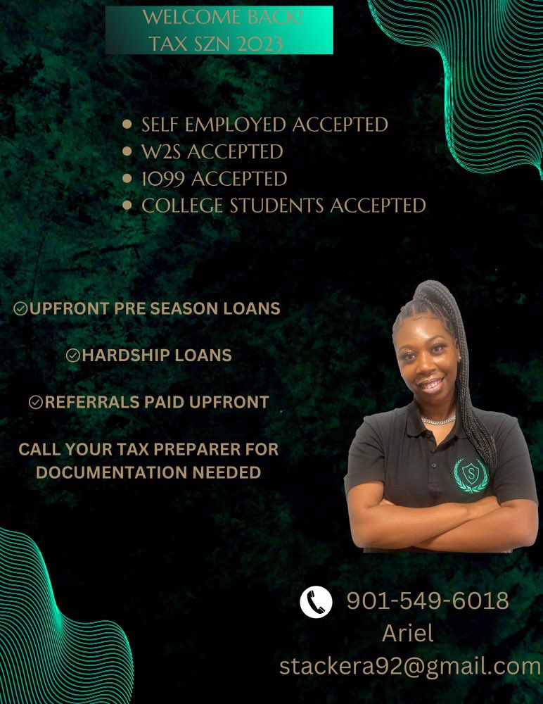 iLaugh_Alot's tweet photo. If you need your taxes done or knows someone that needs a good professional tax preparer please feel free to inbox or call me for more information. https://t.co/Erjk2Vj9o5