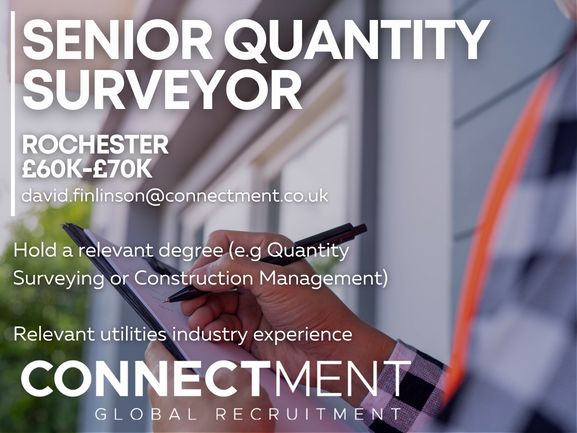 #JOBALERT📢
SENIOR QUANTITY #SURVEYOR | 📍ROCHESTER | 💷£60K - £70K 
Our client is looking for a Senior #QuantitySurveyor to join their team in Rochester!
If you're interested please get in touch today! #bizhour #hiring #vacancy #utilities
