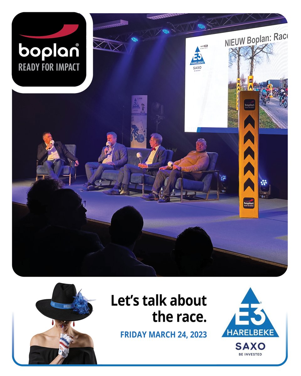 📣 Let’s talk about the race… and Boplan! 

Samen met de nieuwe banner van <a href="/E3SaxoClassic/">E3 Saxo Classic</a>, werd vandaag de BOPLAN Race Pad voorgesteld aan het grote wielerpubliek. Op 24 maart krijgt de wedstrijd meteen ook de wereldprimeur om als eerste gebruik te maken van de Race Pad.