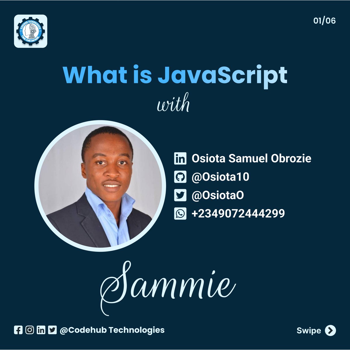 Codehub_tech's tweet photo. What is JavaScript?

#tech #funfacts #computer #computerfacts #computerscience #codehubtechnologies https://t.co/lh6TW4BCan