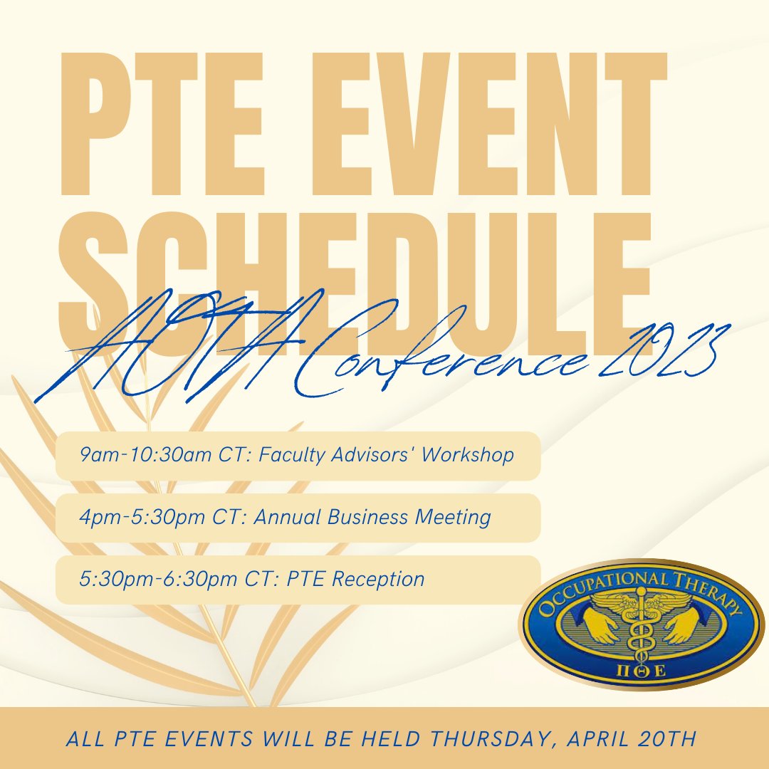 PiThetaEpsilon's tweet photo. We are 2 MONTHS away from our Annual Business Meeting and other PTE events. Have you registered for #aotainspire 2023? Make sure to keep these times in mind as you plan out your conference weekend 📘 https://t.co/rTmUedItSq