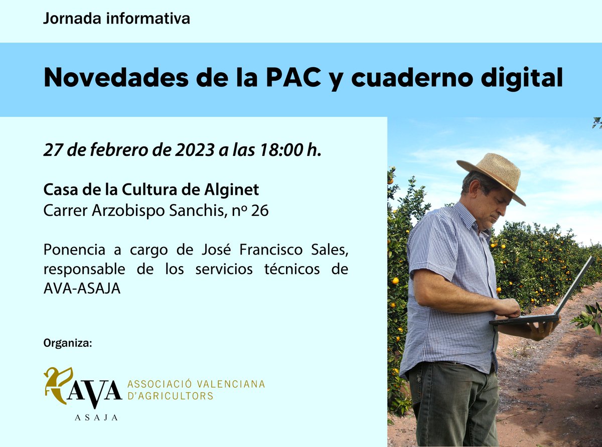 ℹ️ Jornada informativa sobre novedades de la PAC y cuaderno digital en Alginet