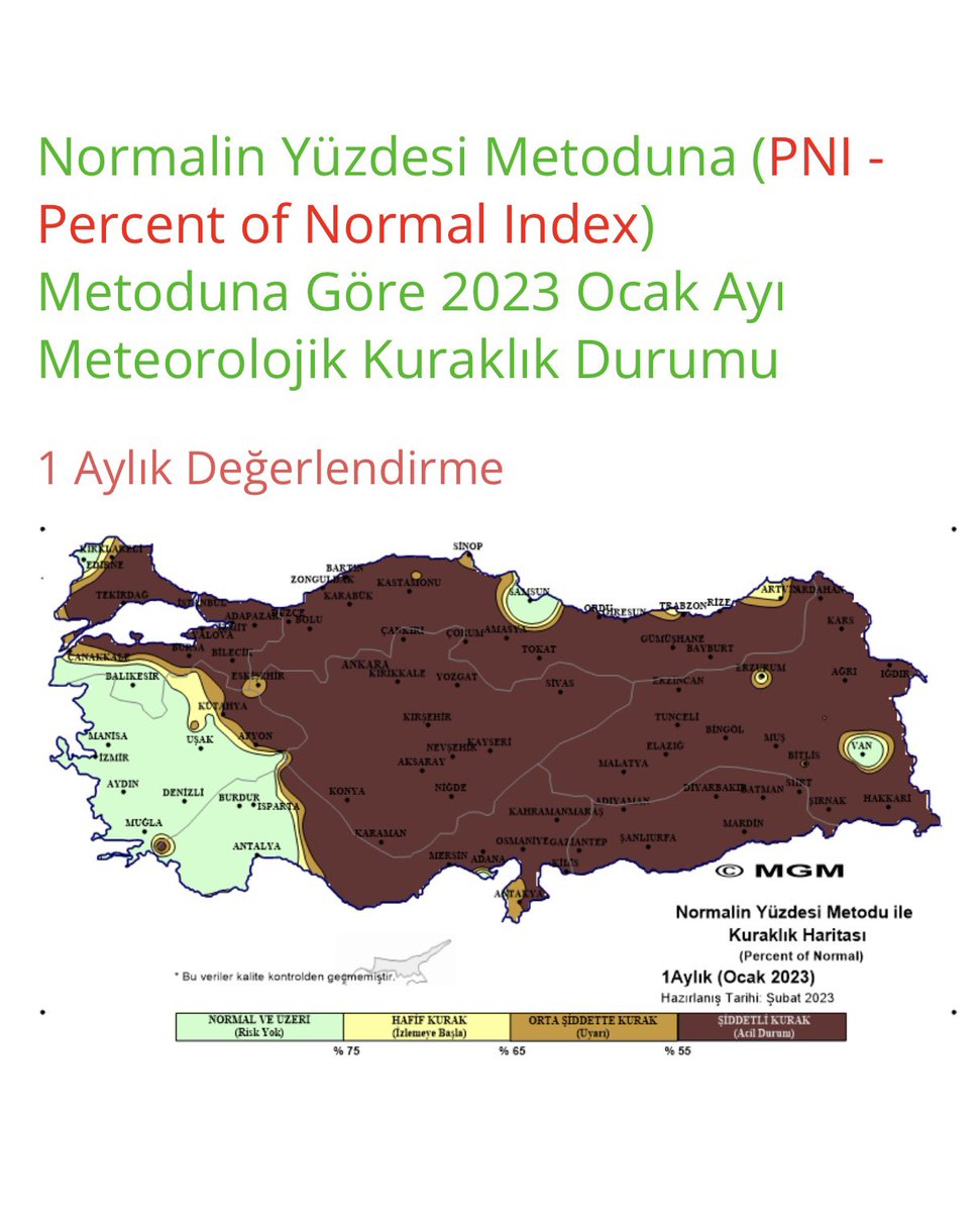 tarimyazari's tweet photo. Son yağışlar da kuraklığa çare olmadı

- Meteoroloji Genel Müdürlüğü 2023’ün ilk kuraklık haritalarını yayınladı.

- Ocak’ta ülkenin büyük bölümü şiddetli kuraklık yaşadı.

- İlkbahar yağışları hayati öneme sahip. Yağış olmazsa çok büyük risklerle karşı karşıya kalacağız.👇👇 https://t.co/i2eW9lN4Rx