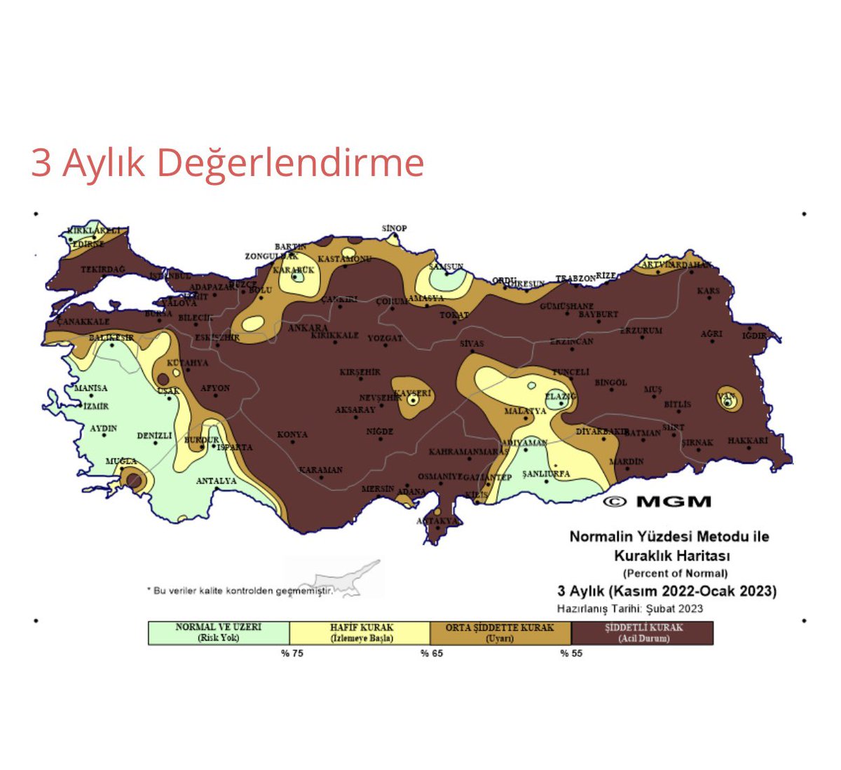 tarimyazari's tweet photo. Son yağışlar da kuraklığa çare olmadı

- Meteoroloji Genel Müdürlüğü 2023’ün ilk kuraklık haritalarını yayınladı.

- Ocak’ta ülkenin büyük bölümü şiddetli kuraklık yaşadı.

- İlkbahar yağışları hayati öneme sahip. Yağış olmazsa çok büyük risklerle karşı karşıya kalacağız.👇👇 https://t.co/i2eW9lN4Rx