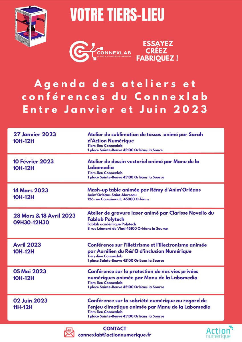 📅L'agenda des ateliers et conférences du Connexlab.
Le Rés'O numérique partenaire et acteur de cette programmation.