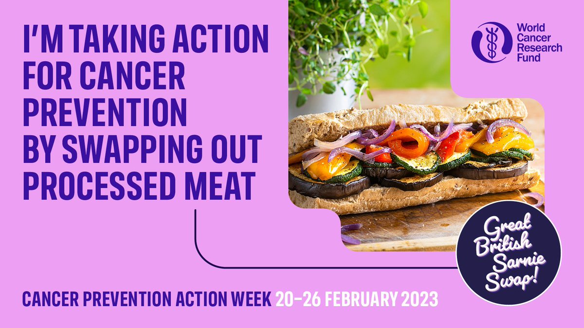 Today marks #CancerPreventionActionWeek. This year  @WCRF_UK  are raising awareness of cancer and cancer prevention by highlighting the link between #ProcessedMeat and #BowelCancer.  We encourage you to take action and join them with your #SarnieSwap