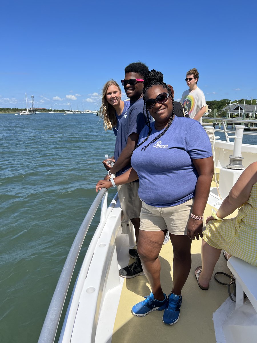 In Morehead City, NC, hospital staff are all smiles aboard the Crystal Coast Lady tour boat during <a href="/CarteretHealth/">Carteret Health Care</a>'s #NCSD2022 cruise celebrating life and recognizing cancer survivors.

Celebrate #NCSD2023 on June 4, 2023! 

#ThrowbackThursday #TBT #NCSD