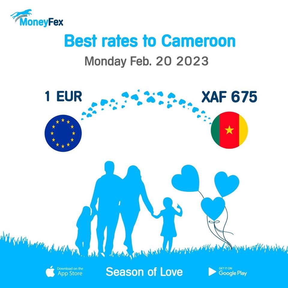 UK & EUROPE, Wona don see exchange rates today? 
Send money to your loved ones in Cameroon at best exchange rates, ONLY WITH MoneyFex 
#ReceiveSense #IntentionalLiving