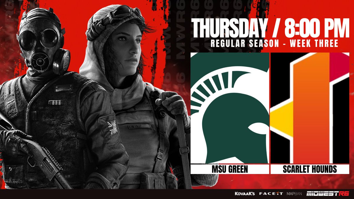 MidwestR6's tweet photo. GOTW is MSU GREEN v. SCARLET HOUNDS! #LIVESTREAM | #R6S https://t.co/gvdiNw5h8w