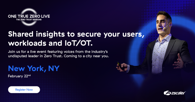 New York, get ready for One True Zero Live! Gain the power to secure your users, workloads, and IoT/OT. We'll be sharing all the amazing advancements to the Zero Trust Exchange, product demos, and more. #OneTrueZeroLive​​​ dy.si/XLaAw7