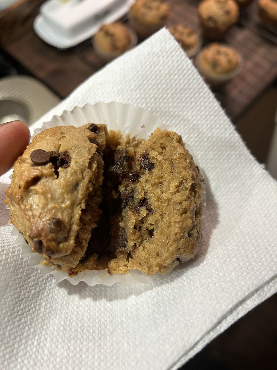 thesaltedtable's tweet photo. Two of the chocolate chips are that I used are not dairy free, but you can easily adapt. I think Iโll try them with gluten free 1:1 flour next time, and add toasted pecans because I want a crunch. #bakingwithtst https://t.co/C3orya06gJ