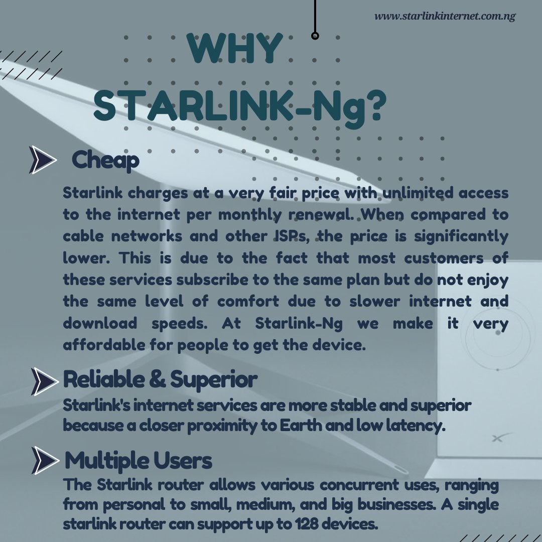 StarlinkNG_'s tweet photo. Why choose StarlinkNg? amongst our various attractive offers, we exclusively offer a pay-as-you-go option, see details below 
visit: https://t.co/NBZBsOHJYn for more information. https://t.co/DUpNTBSGW1