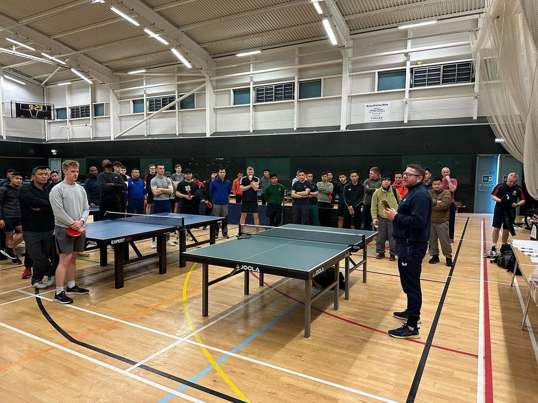 ArmySportASCB's tweet photo. A fantastic 130 entries at this week's Army Table Tennis Training and Championships, which include the #InterUnits
Great to see former British and Irish TT Champion Jason Surgrue returning to coach.
#BritishArmySport #InterUnit #TableTennis #TeamBribar #TableTennisEngland https://t.co/PdnE5rTQI9