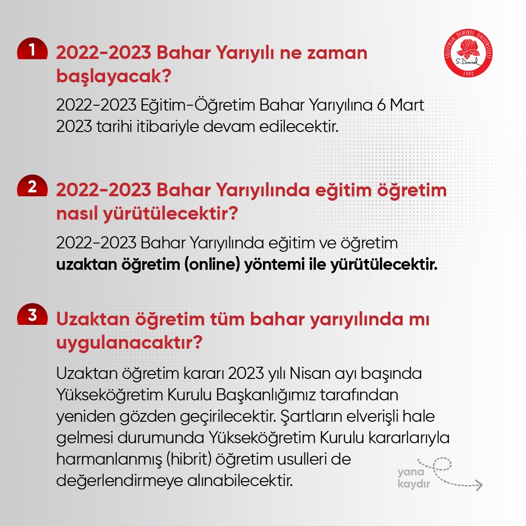 sd_universitesi's tweet photo. 2022-2023 Eğitim-Öğretim Yılı Bahar Dönemine ilişkin sorular ve cevaplar👇 https://t.co/3uLCAfzCL6