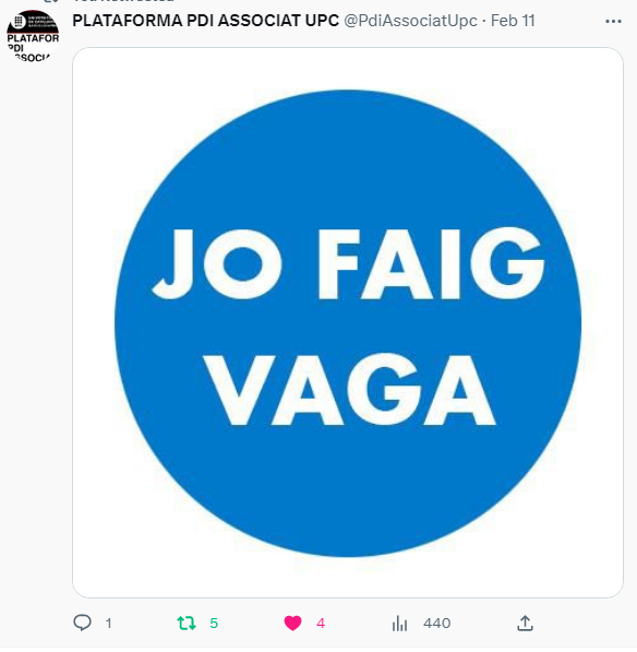 BeatrizPuras's tweet photo. @DelegESEIAAT
Els professors/res associats/des de l'ESEIAAT demanem el support de l'alumnat en aquesta situació tan injusta i vergonyosa que estem patint amb el que es pretén fer amb la nova LOSU. 
Gràcies! 💪 https://t.co/KgOPZFKguk