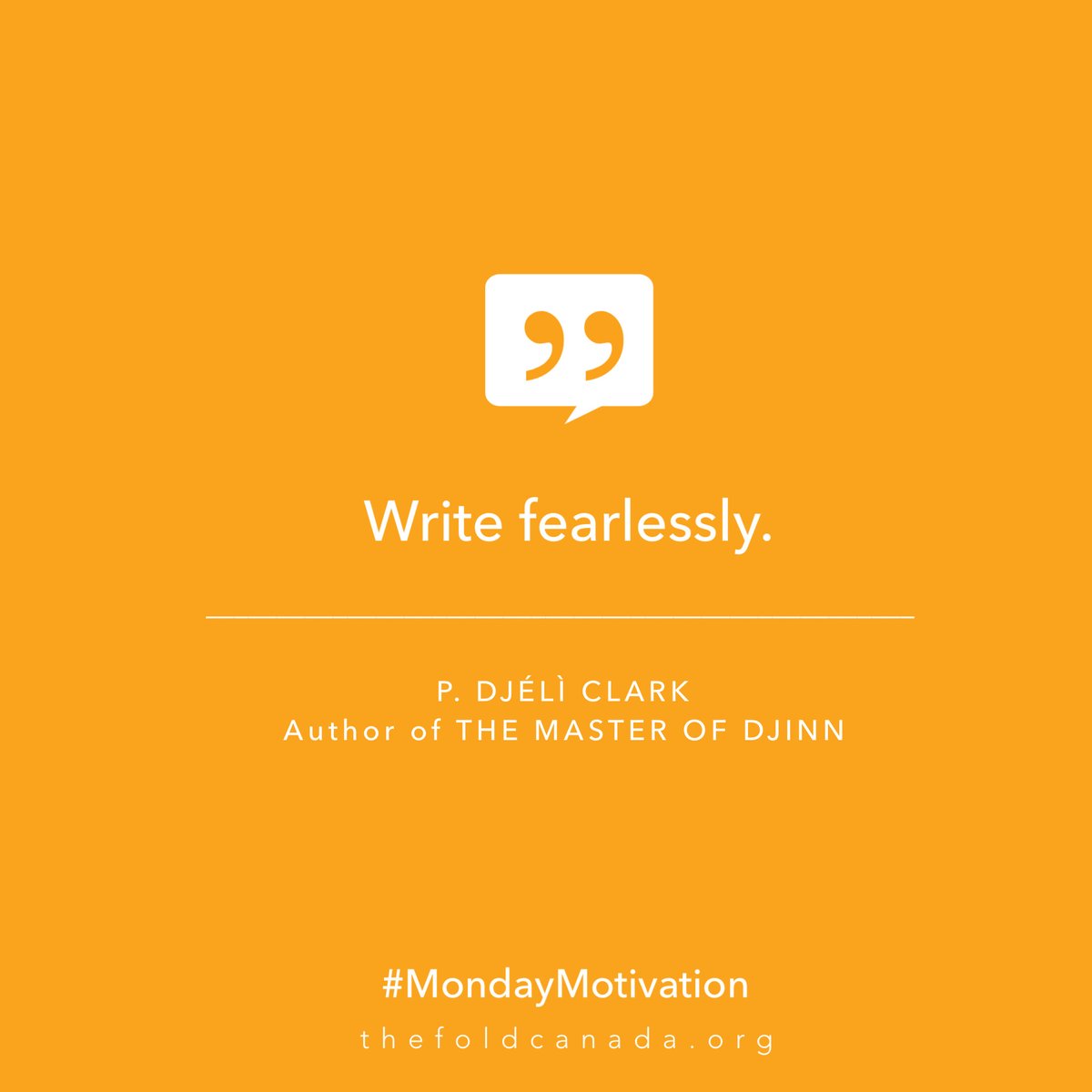 TheFOLD_'s tweet photo. Revisiting these timeless, perfect words from @pdjeliclark at #Fold2021 today. Write fearlessly, friends. We couldn't say it any better.
#MondayMotivation #WriteFearlessly https://t.co/Rn3KAZL8lc